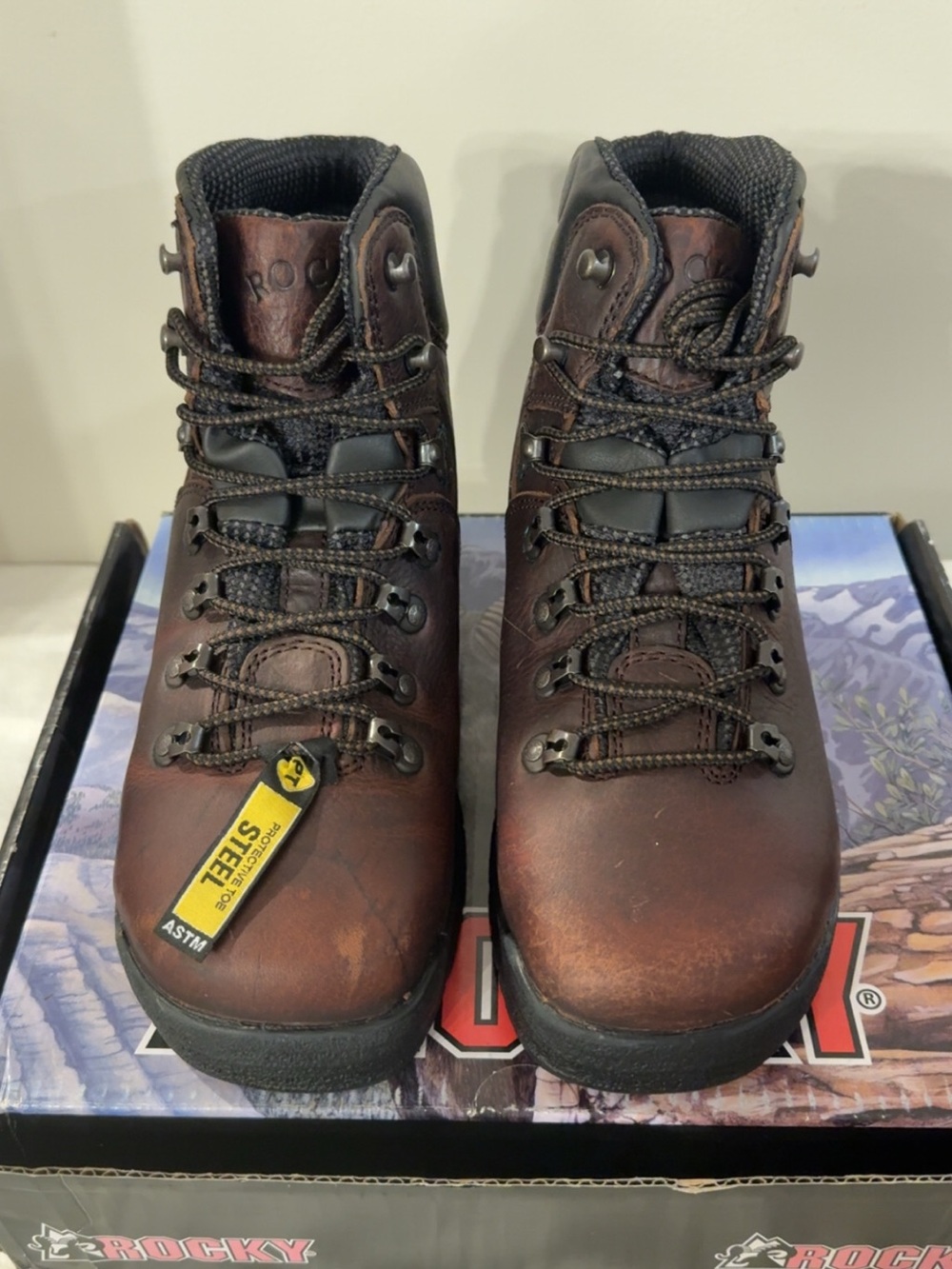 Rocky Brown Leather Steel Toe Work Boots